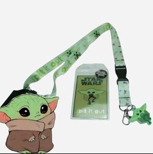 Spit It Out Baby Yoda Neck Lanyard ID Badge Holder Mandalorian Child STAR WARS